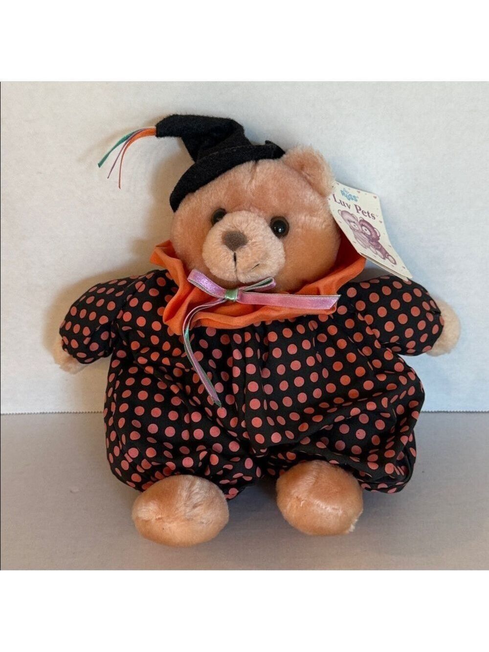 Russ Berrie Boo Bear Halloween Polka Dot Dress Witch Plush 10” Vintage New